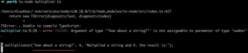 terminal output showing error assigning string to number