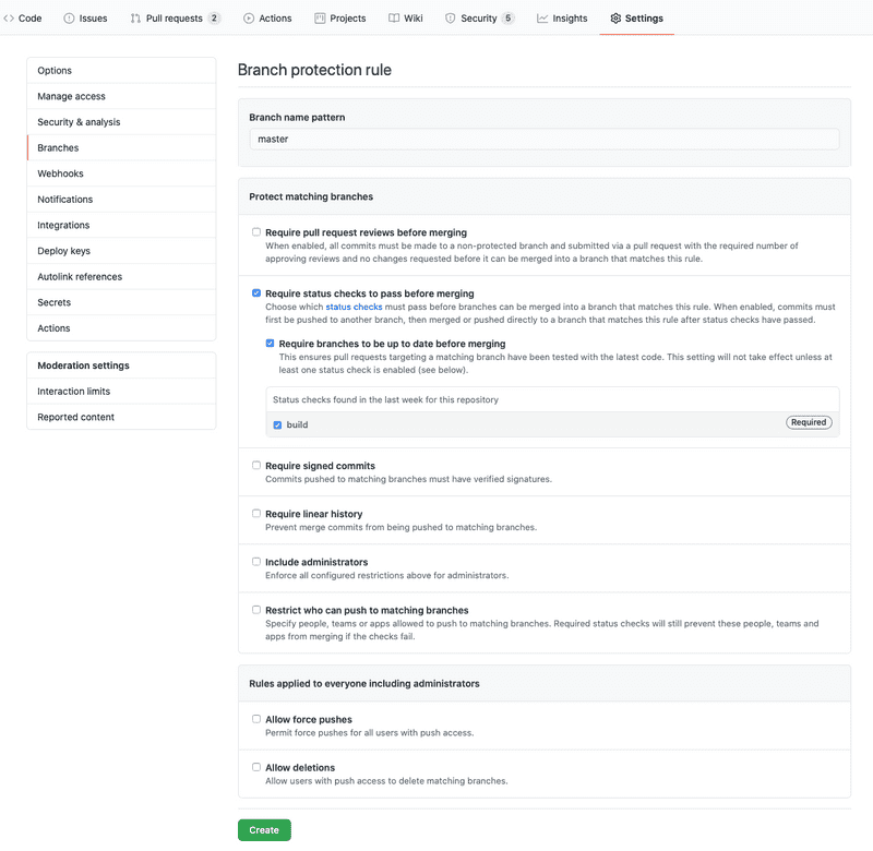Branch protection rule