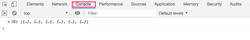 Screenshot of the console tab on the developer console