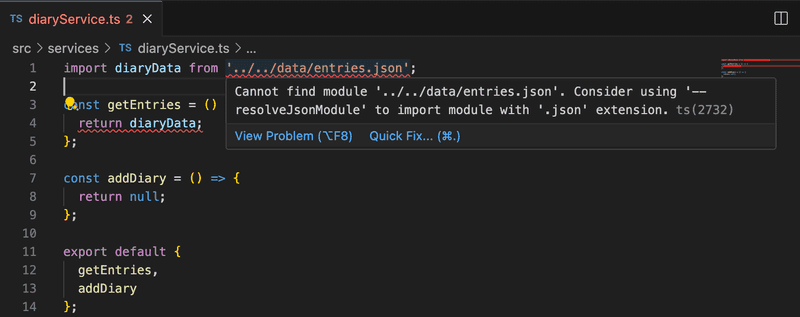 vscode asking to consider using resolveJsonModule since can't find module