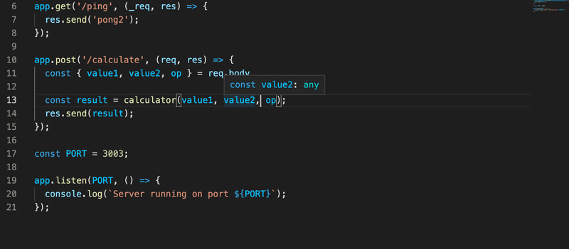 vscode problematically showing any when hovering over values parsed in to calculate